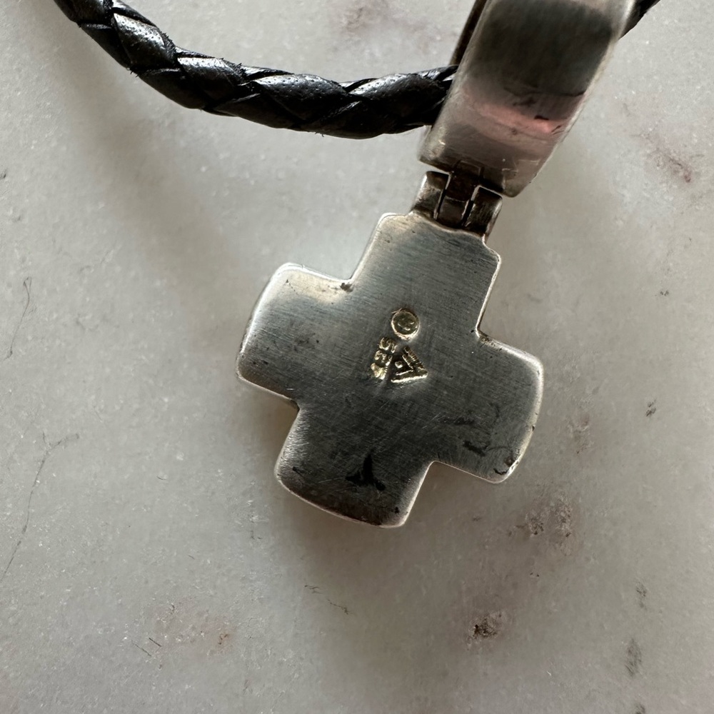 Silpada Sterling Silver Cross Pendant on Black Leather Cord. Ichthus Pendant. - Picture 6 of 6